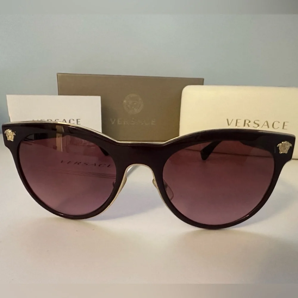 Versace Women's Elegant Burgundy Sunglasses - Picture 1 of 6